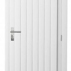 Vuren enkele dichte deur inclusief kozijn, rechtsdraaiend. 90x201 cm, wit gespoten.