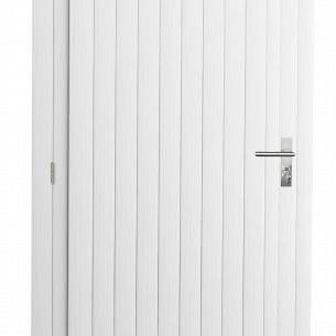 Vuren enkele dichte deur extra breed inclusief kozijn, linksdraaiend. 112x201 cm, wit gespoten.