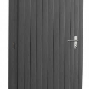 Vuren enkele dichte deur extra breed inclusief kozijn, linksdraaiend. 112x201 cm, antraciet gespot