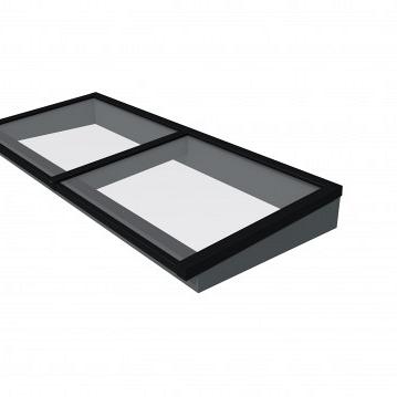 Lichtstraat maat 235x100, zwart gecoat frame, frame basis in vurenhout, antraciet gespoten.