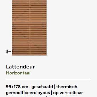 Thermo geschaafd lattendeur Ayous 178x99cm horizontaal (benodigd slotset art. 23205)