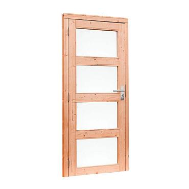 Douglas enkele 4-ruits deur inclusief kozijn, linksdraaiend, 90x201 cm, kleurloos geïmpregneerd