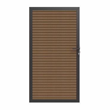 NewTechWood Co-extrusie composiet deur in aluminium frame, horizontaal triple, 100x195cm, Teak.