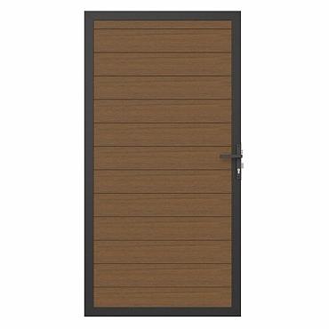 NewTechWood Co-extrusie composiet deur in aluminium frame, horizontaal, 100x195cm, Teak.