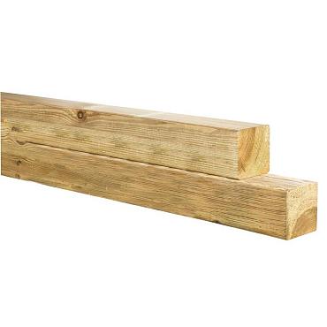 Midden-Europees vuren geschaafde paal 14x14x400cm, groen geïmpregneerd.