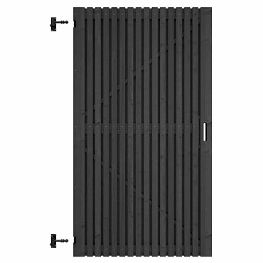 Grenen geschaafd latten deur op verstelbaar frame, verticaal, 99x178cm, zwart gespoten