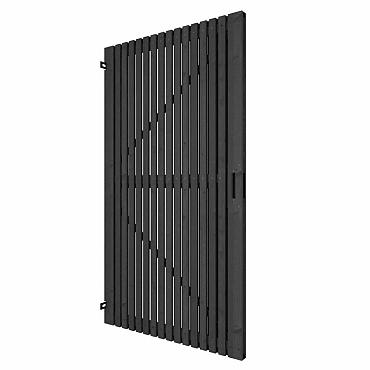 Grenen geschaafd latten deur op verstelbaar frame, verticaal, 99x178cm, zwart gespoten