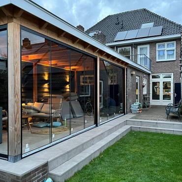 Glazen schuifwand compleet - blank glas