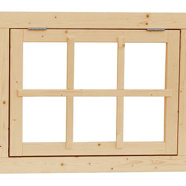 Vuren 6-ruits uitzetraam, 91x70 cm, onbehandeld