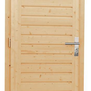 Vuren enkele dichte opdekdeur met 5-puntssluiting, linksdraaiend, 90x201 cm, onbehandeld