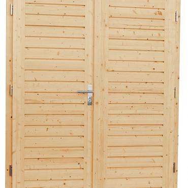 Vuren dubbele dichte opdekdeur met 5-puntssluiting, 168x201 cm, onbehandeld