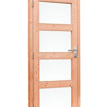 Douglas enkele 4-ruits deur inclusief kozijn, linksdraaiend, 90x201 cm, onbehandeld