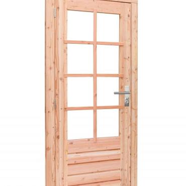 Douglas enkele 8-ruits deur inclusief kozijn, linksdraaiend, 90x201 cm, onbehandeld