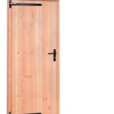 Douglas enkele dichte deur met zwart beslag inclusief kozijn, linksdraaiend, 90x201 cm, onbehandel