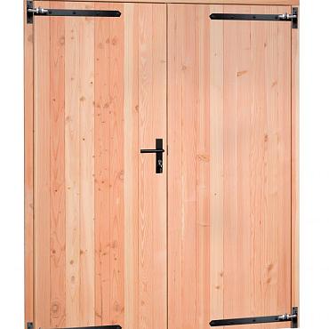 Douglas dubbele dichte deur met zwart beslag inclusief kozijn, 168x201 cm, onbehandeld