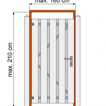Tuindeurkozijn hardhout met aanslaglat, max 160 cm breed
