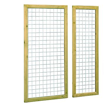 Grenen betonijzertrellis met maas 7,5x7,5 cm, in raamwerk 4,4x6,8 cm, 90x180 cm, groen geïmpregnee