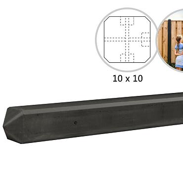 Betonpaal met diamantkop tbv betonplaten met motief 10x10x280 cm, antraciet zonder coating T-paal