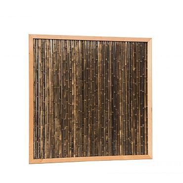 Bamboescherm van zwarte bamboestokken in douglas frame, 186x186 cm