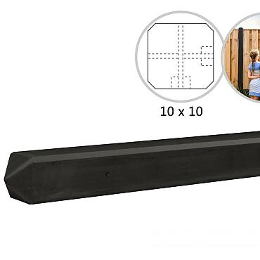Betonpaal met diamantkop tbv betonplaten met motief 10x10x280 cm, antraciet gecoat hoekpaal