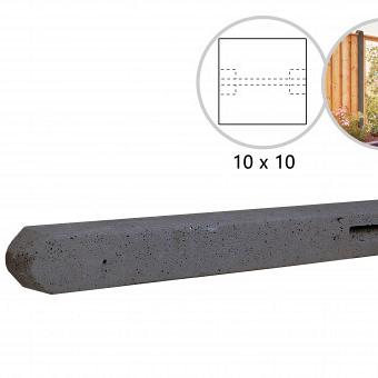 Betonpaal stampbeton 10x10x310 cm, antraciet tussenpaal tbv recht scherm met 2 betonplaten