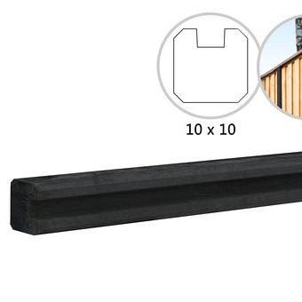 Betonpaal glad met vellingkant, vzv sleuf, 10x10x270 cm, antraciet, ongecoat, eindpaal