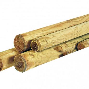Grenen ronde paal cilindrisch gefreesd 1 zijde gepunt 1 zijde gekroond, Ø 6cm groen geïmpregnee