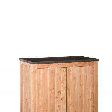 Buitenkeuken dubbel 90 Excellent, 90x109x56cm (HxBxD) met schap en deuren, onbehandeld.