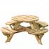 Kinderpicknicktafel rond Jimmy, doorsnede blad 63 cm, groen geïmpregneerd