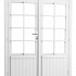 Vuren dubbele 8-ruits glasdeur inclusief kozijn. 168x201 cm, wit gespoten.