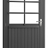 Vuren enkele 6-ruits deur extra breed inclusief kozijn, linksdraaiend. 112x201 cm, antraciet gespo