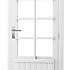 Vuren enkele 8-ruits deur inclusief kozijn, rechtsdraaiend. 91x201,5 cm, wit gespoten.