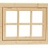 Vuren 6-ruits uitzetraam. 91x70cm, kleurloos geïmpregneerd.