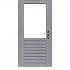Hardhouten enkele 1-ruits deur Prestige met dubbelglas, rechtsdraaiend, 109x221 cm, grijs gegrond