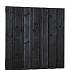 Douglas fijnbezaagd plankenscherm 15-planks 19 mm, 180 x 180 cm, zwart gedompeld.